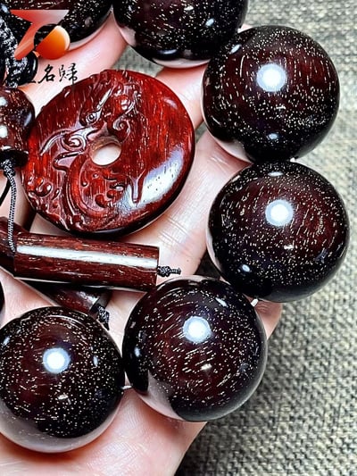 帝王之木 印度小葉紫檀超爆星大豪珠30mm手珠7
