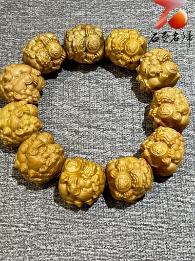 崖柏木瑞獸25mm手珠【招財進寶】1
