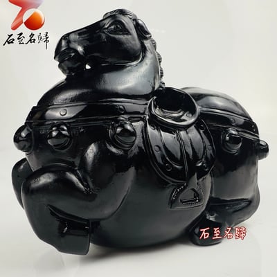 黑曜石重量級雕件【富貴有餘-唐馬】3