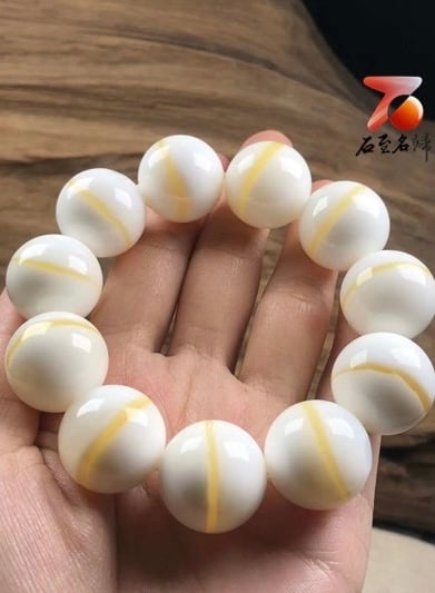 台灣現貨 頂級金絲硨磲手鍊 粒粒精選有帶金絲 開運帶財1