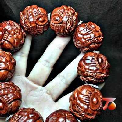 印度小葉紫檀 龍鱗泥料 30mm×10顆大豪珠 【招財進寶】3