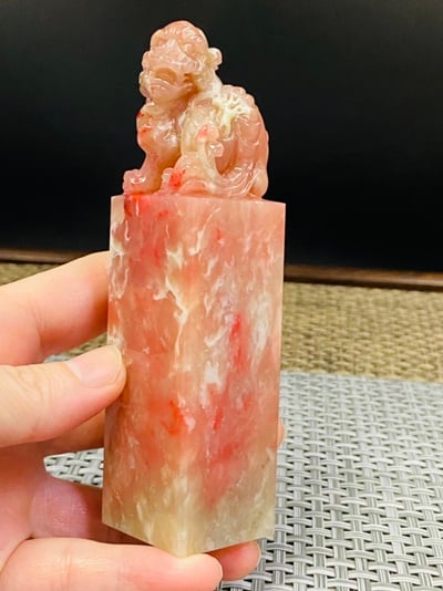 巴林粉凍雞血石印章2