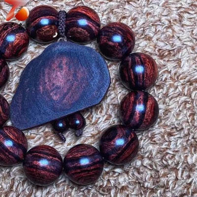 臻藏 海南黃花梨 沉水紫油梨水波一線天20mm手珠 重量59克3