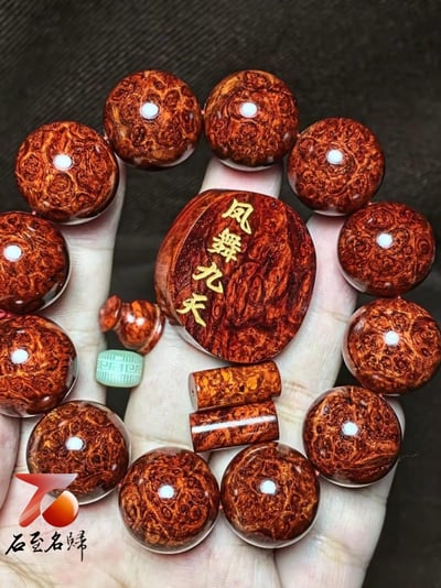 印度小葉紫檀老料 炫彩爆滿點狀葡萄纓子瘤疤20mm手珠【鳳舞九天】3