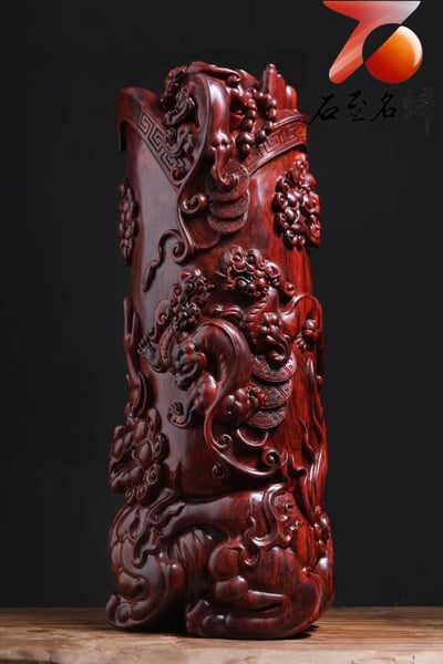 天然 印度小葉紫檀・湘工製作【五龍聚財鼎】3