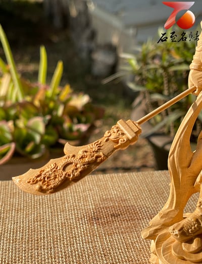 雲南大葉黃楊木精雕作品【迦藍菩薩】 高16.5公分8