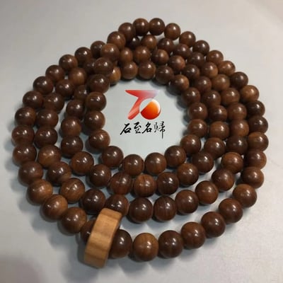 傳世臻品｜天然 印度邁索爾正區老山檀香 虎皮紋爆黑肉 九分沉10mmx108顆2