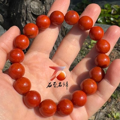 天然 保山南紅瑪瑙 啞光細膩精品13mm×18顆手珠1