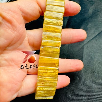 一物一拍｜天然巴西順絲鈦晶水晶手排 寬15.5mm 手圍18公分5