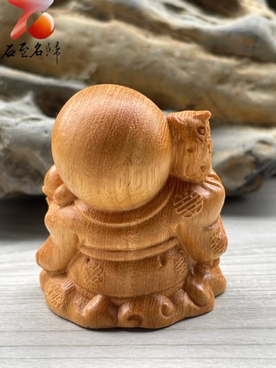 崖柏木雕件【壽星翁】 高6公分3