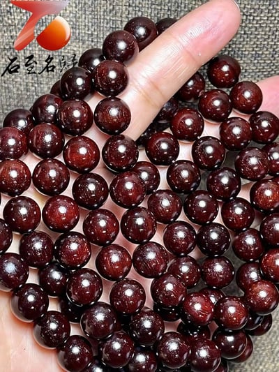 天然 印度小葉紫檀玻璃底老料滿金星12mm手珠4