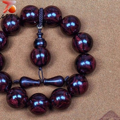 精選極品海南黃花梨紫油梨 X紋對眼+京劇臉譜18mm手珠 重量 47.5克3