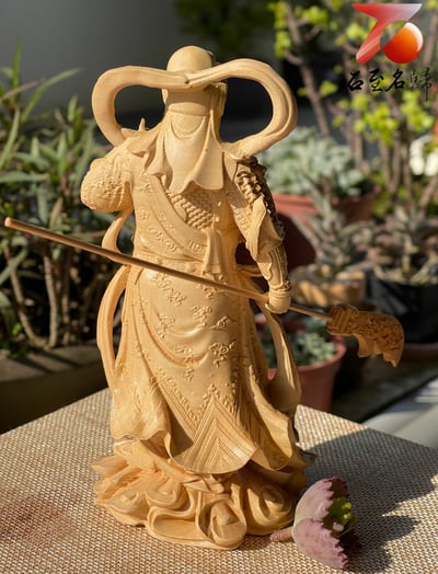 雲南大葉黃楊木精雕作品【迦藍菩薩】 高16.5公分4