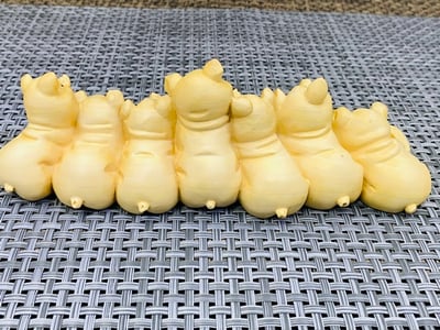 黃楊木精雕作品【七小福-金豬系列】3