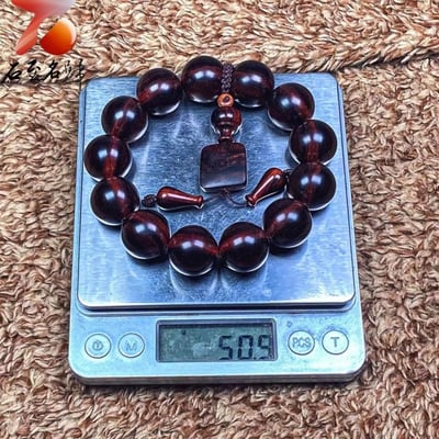 海南黃花梨 紫油梨沉水老料18mm手珠【一線天】重量50.9克6