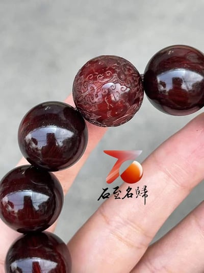 天然 印度小葉紫檀玻璃底老料 高油高密20mm手珠【福在眼前】3