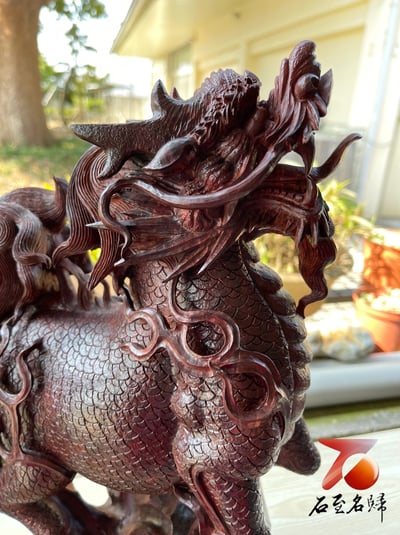 印度小葉紫檀高油密製【瑞獸麒麟】6