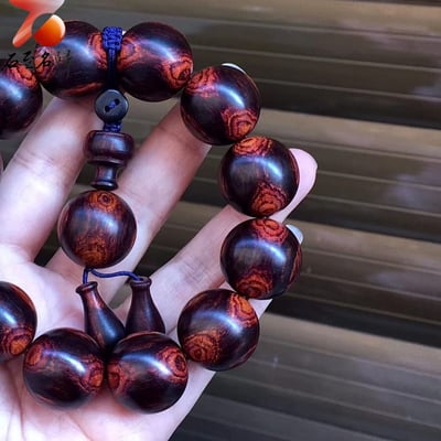 臻藏 海南黃花梨紫油梨老料20mm手珠 重量49.3克 3