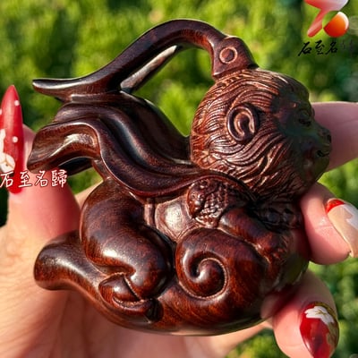 天然 印度小葉紫檀高油密帶金星樹心料 湘工手作【孫悟空-騰雲駕霧】5