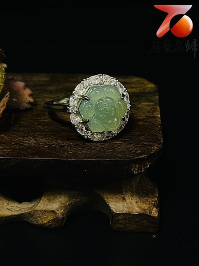 翡翠A貨+925銀項鍊【玫瑰造型戒指+吊墜項鍊套組】戒圍可伸縮 附玉石鑑定書5