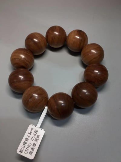 限量4條 印度老山檀香邁索爾正區虎皮紋黑油沉水 25mm手珠9