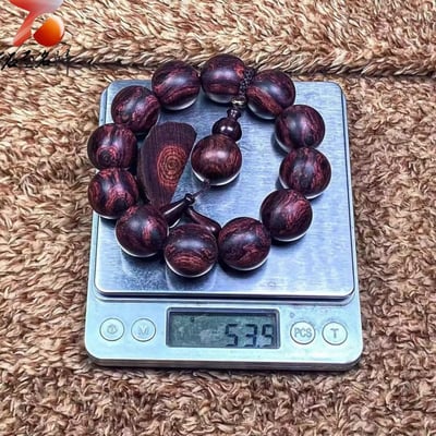臻藏 一木五串 海南黃花梨絕品紫油梨老料20mm手珠 重量53.9克7