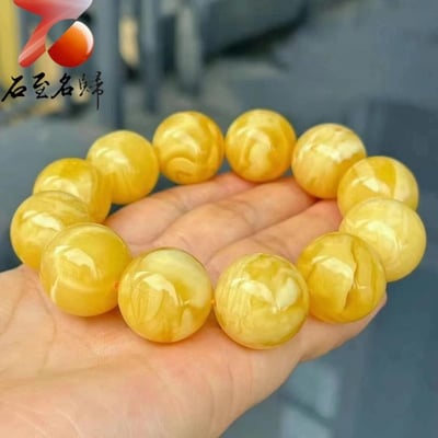 20mm+精品俄料滿蜜黃妖花圓珠手串5