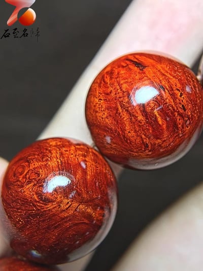 印度小葉紫檀老料炫彩瘤疤+金星20mm手珠【君檀】3