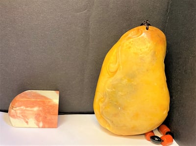 老師傅手工 老撾田黃手把件【松下問佛】2