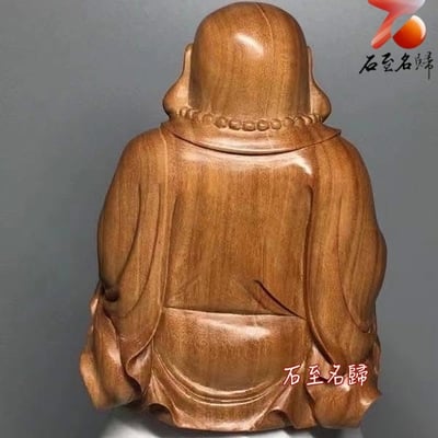 天然野生 印度邁索爾老山檀香 頂級黑肉沉水去心二膘料【彌勒笑佛】5