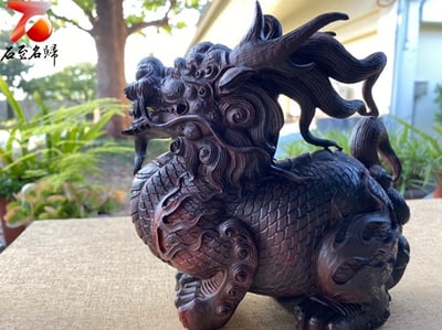 印度小葉紫檀雞血紅泥料【鎮宅招財降瑞-麒麟】3