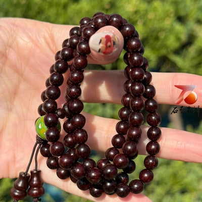 天然 印度小葉紫檀高油密老料爆滿金星6mmx108顆手串7