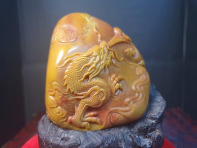 寮國田黃石系列【龍戲珠】2