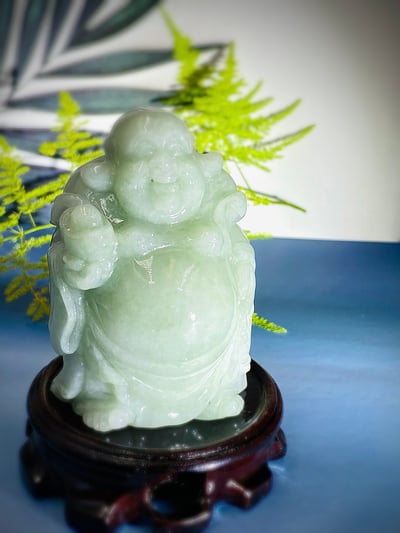 天然A貨翡翠 附收藏證書【帶財彌勒】1