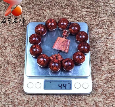  海南黃花梨野生料20mm【京劇臉譜】雙面滿紋 一串難求 重量44.7g7