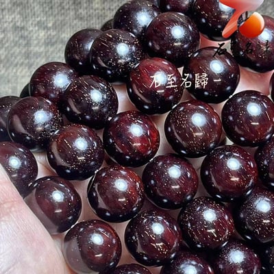印度小葉紫檀玻璃底老料 高油高密多金星15mm沉水手珠6