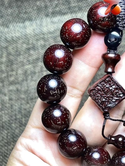 印度小葉紫檀老料15mm滿金星精選【鎏金典藏，鎮守財運：貔貅】4