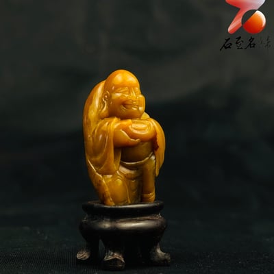 壽山田黃石收藏雕件【福氣彌勒笑佛】 附福州壽山石鑑定中心鑑定證書5