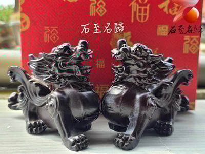 印尼黑檀木雕件【招財元寶貔貅】5