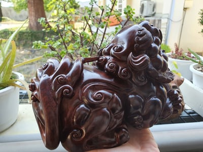 傳承臻品 海南黃花梨極品紫油梨老料【招財貔貅】4