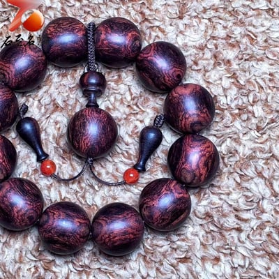 臻藏 限量一木二串 海南黃花梨絕品紫油梨老料 X紋對眼鬼臉20mm手珠 重量54.2克 / 54克3