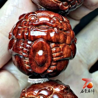 印度小葉紫檀 龍鱗泥料 30mm×10顆大豪珠 【招財進寶】4