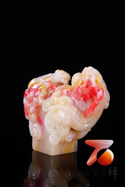 巴林羊脂玉雞血【 螭虎 | 夔龍印章】2