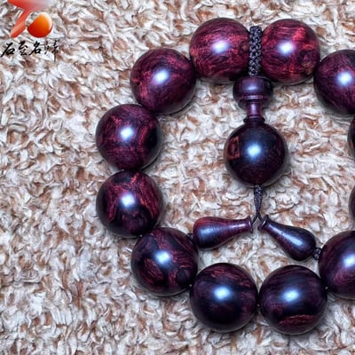 海南黃花梨紫油梨老料 X紋對眼鬼臉20mm手珠  重量51.7克2