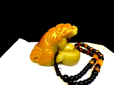 老師傅手工 壽山石手把件【招財瑞獸】4