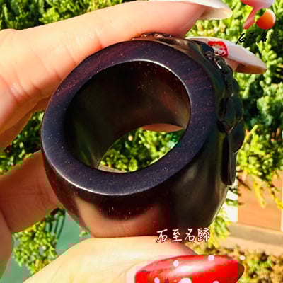 天然 印度小葉紫檀高油密滿金星樹心料 湘工手作【鎮運獅王扳指】3