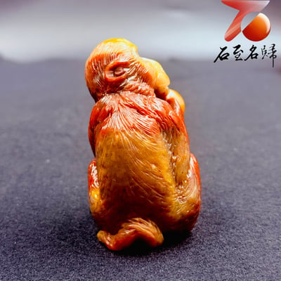 壽山石原石整料雕刻【金猴捧桃・福壽雙全】4