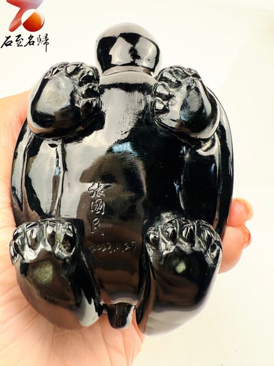 丹東石純手工雕烏龜 張國民雕刻家作品【墨墨守財龜】7