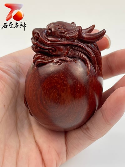 印度小葉紫檀高油密二膘材質 湘工精雕【龍蛋】4
