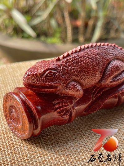 印度小葉紫檀高油密二膘料 湘工雕刻【蜥蜴／吸億】7